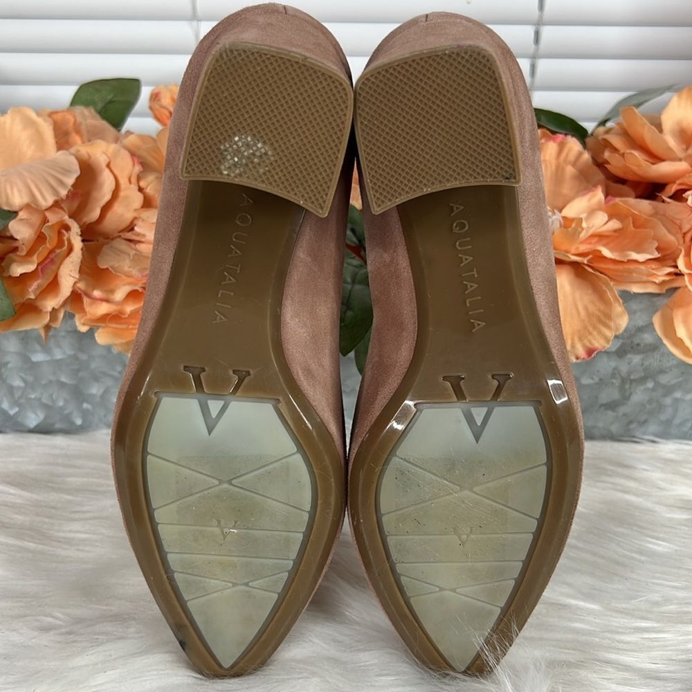 Aquatalia Blush Pink Suede Block Heel Pumps - Picture 9 of 11